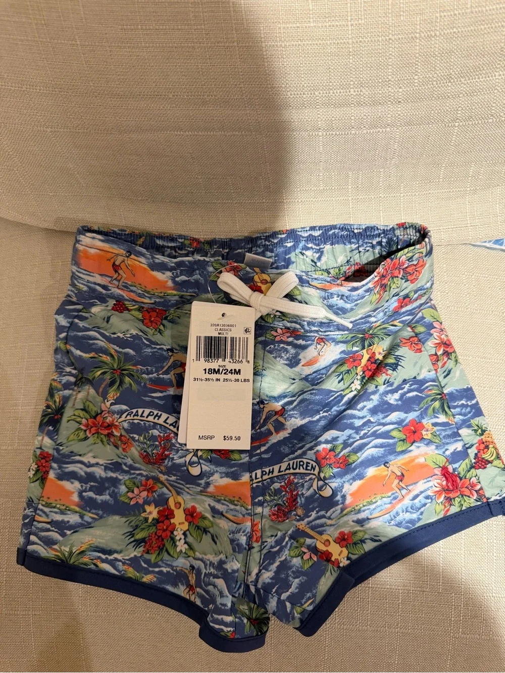 Ralph Lauren Blue Tropical Floral Print Women’s Swim Shorts